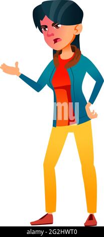 Wütend junge Dame schreiend auf kleinen Bruder im Zimmer Cartoon-Vektor Stock Vektor