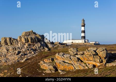 Leuchtturm Créac'h, Île d´Ouessant, Frankreich, Bretagne, Departement Finistère Stockfoto