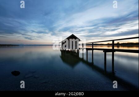 Jetty Haus am Ammersee, Sonnenuntergang Stockfoto