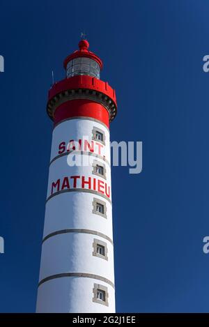 Leuchtturm von Saint-Mathieu, Frankreich, Bretagne, Departement Finistère Stockfoto