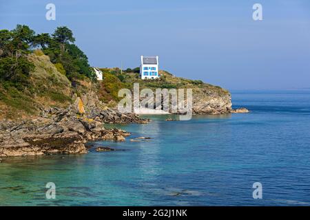 Felsküste im Norden von Belle-Ile-en-Mer, Frankreich, Bretagne, Département Morbihan Stockfoto