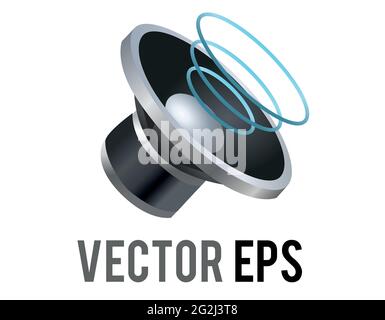 Der isolierte Vektor silber und schwarz Kreis Sound Musik stummgeschaltet Lautsprecher hohe Lautstärke Kegel angezeigt Symbol ohne Schallwellen Stock Vektor