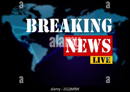 Aktuelle Nachrichten zum Hintergrund der Weltkarte, 3D-Rendering Stockfoto