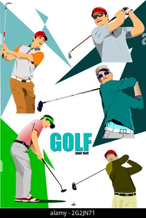 Große Silhouetten des Golfers. Vektor-3d-Illustration Stock Vektor