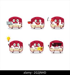 Cherry Cake Cartoon-Figur mit verschiedenen Arten von Business-Emoticons. Vektorgrafik Stock Vektor