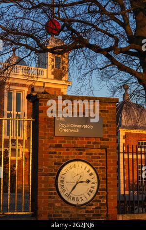 England, London, Greenwich, Greenwich Park, Royal Observatory, Die 24-Stunden-Toruhr des Hirten Stockfoto