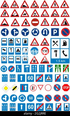 Straße Zeichen Symbole. Verkehrszeichen. Vektor-illustration Stock Vektor