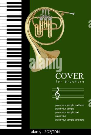 Cover mit Musikinstrumenten Bild. Tuba. 3d-Vektordarstellung Stock Vektor