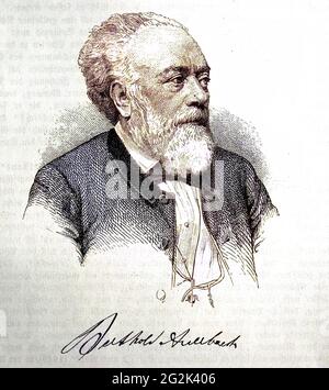 Berthold Auerbach, eigentlich Moses Baruch Auerbacher, am 28. Februar 1812 - 8. Februar 1882, war ein deutscher Schriftsteller / Berthold Auerbach, 1812-1882, ein deutsch-jüdischer Dichter und Autor, historische, digital verbesserte Reproduktion eines Originals aus dem 19. Jahrhundert / digitale Reproduktion einer Originalvorlage aus dem 19ten Jahrhundert. Jahrhundert, Originaldatum nicht bekannt Stockfoto