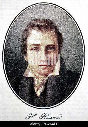 Christian Johann Heinrich Heine, 13. Dezember 1797 - 17. Februar 1856, war einer der bedeutendsten deutschen Dichter, Schriftsteller und Journalisten des 19. Jahrhundert / Christian Johann Heinrich Heine, 1797-1856, deutscher Dichter, Journalist, Essayist, Und literaturkritisch, historisch, digital verbesserte Reproduktion eines Originals aus dem 19. Jahrhundert / digitale Produktion einer Originalvorlage aus dem 19. Jahrhundert, Originaldatum nicht bekannt Stockfoto