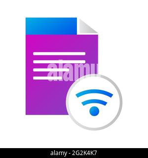 Datei-Symbol. Datei mit WiFi-Symbol. Gradientenstil Vektor-Symbol Konzept Stockfoto