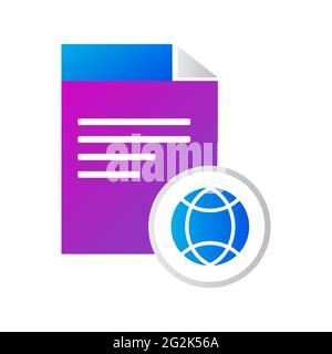 Datei-Symbol. Datei mit globalem Netzwerk-Symbol. Gradientenstil Vektor-Symbol Konzept Stockfoto