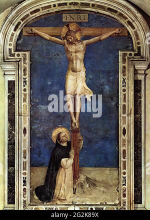 Fra Angelico - Hl. Dominikus Veranbeter Kreuzigung 1442 Stockfoto