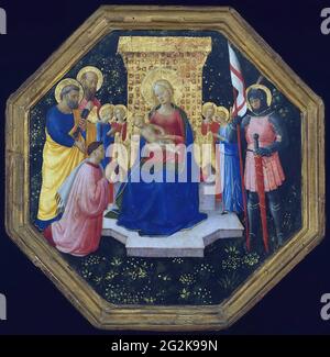 Fra Angelico - Jungfrau und Kind auf dem Thron der Heiligen Peter Paul und Georg vier Engel und ein Spender Stockfoto