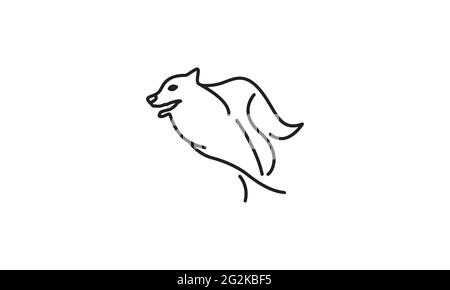 Linien laufen sibirische Husky Logo Vektor Symbol Illustration Design Stock Vektor