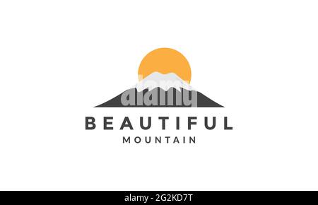 Mountain fuji mit Sonnenuntergang Logo Vektor Symbol Illustration Design Stock Vektor