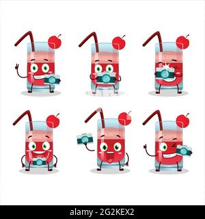Fotograf Beruf Emoticon mit singapur Sling Cartoon-Figur. Vektorgrafik Stock Vektor