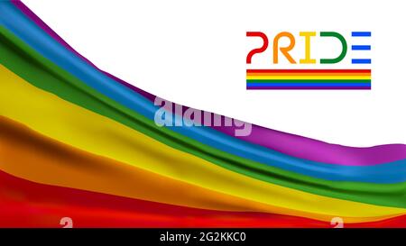 Die stolze Flagge winkt. Farbiger Hintergrund. LGBTQ Community Gay Event. Vektorgrafik. Stock Vektor