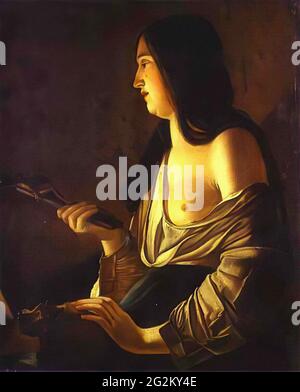 Georges De La Tour - Reue Magdalene Auch Magdalene Flackering Light Genannt 1637 Stockfoto