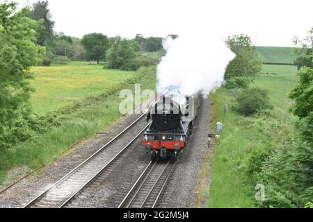 60103 Flying Scotsman Nähert Sich Der Mortimer Station Stockfoto
