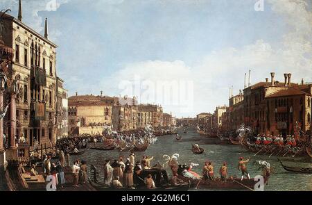 Giovanni Antonio Canal (1697 - 1768) - Canaletto - Regatt Grand Canal 1732 Stockfoto