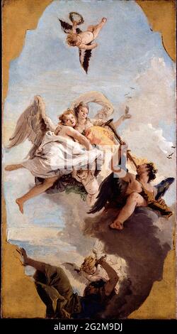 Giovanni Battista Tiepolo - Tugend und Adel, die Unwissenheit auf die Flucht stellen Stockfoto