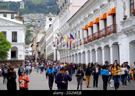 Ecuador Quito - Historisches Zentrum Plaza Grande und Carondelet Palace Stockfoto