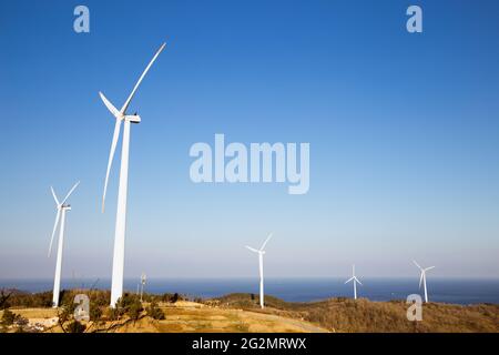 Yeongdeok Windpark und See in Yeongdeok, Korea Stockfoto
