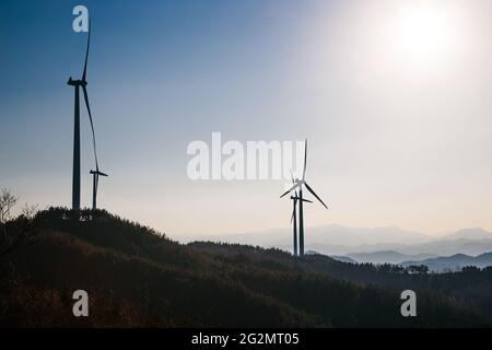 Yeongdeok Windpark in Yeongdeok, Korea Stockfoto