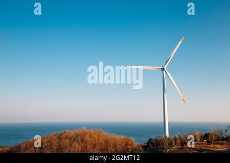 Yeongdeok Windpark und See in Yeongdeok, Korea Stockfoto