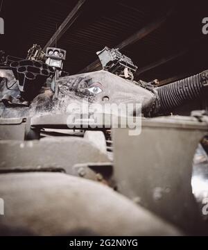 Duxford England Mai 2021 Vertikale Aufnahme des Hauptkampfpanzers Chieftain, ausgestellt in duxford Stockfoto