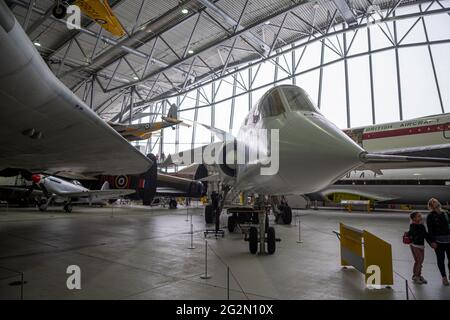 Duxford England Mai 2021 TSR-2 Jagdbomber ausgestellt in duxford , extrem seltenes Flugzeug, das nie in voller Produktion ging Stockfoto