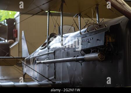 Duxford England Mai 2021 Nahaufnahme eines Weltkrieges ein Doppeldecker Wolseley Stockfoto