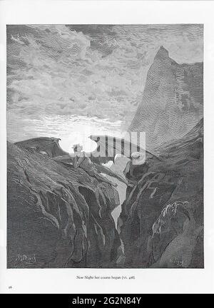 Gustave Doré - Tafel Nr. 26 Buch VI Zeile 406 nun Nacht begann ihr Kurs 1882 Stockfoto