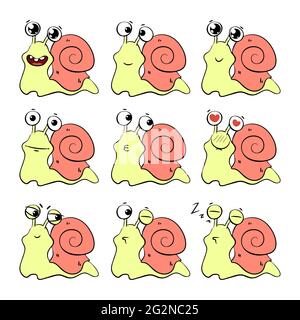 Niedliche Cartoon-Illustration von einer Schnecke. Emoji-Schnecke Stock Vektor