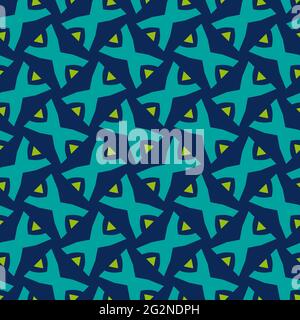 Nahtloses Muster mit geometrischen Motiven in 3 Farben Stockfoto