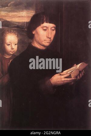 Hans Memling - Portrait Reading man C 1485 Stockfoto