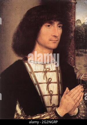 Hans Memling - Portrait Junger Mann 1490 Stockfoto