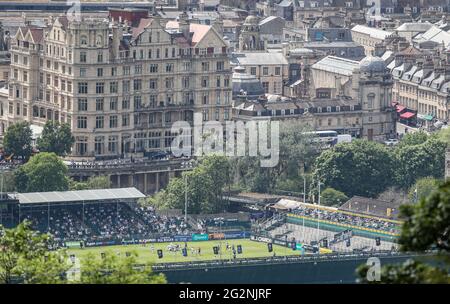 Bath nimmt Northampton während des Spiels der Gallagher Premiership am Recreation Ground in Bath an. Bilddatum: Samstag, 12. Juni 2021. Stockfoto