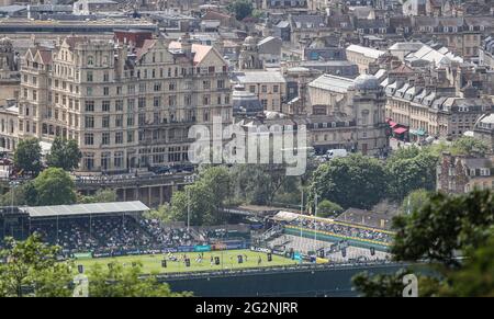 Bath nimmt Northampton während des Spiels der Gallagher Premiership am Recreation Ground in Bath an. Bilddatum: Samstag, 12. Juni 2021. Stockfoto