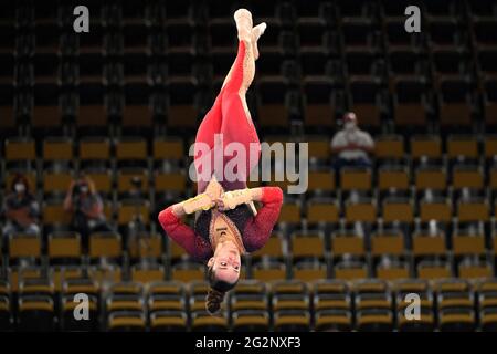 München, Deutschland. Juni 2021. Pauline Schäfer (GER), Action, Ground, Allaround-Frauen. Gymnastik 2. Olympia-Qualifikation in München am 12. Juni 2021. Kredit: dpa/Alamy Live Nachrichten Stockfoto