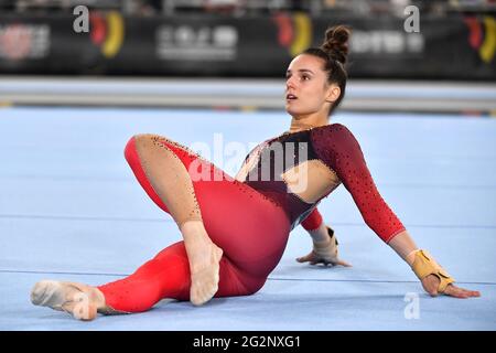 München, Deutschland. Juni 2021. Pauline Schäfer (GER), Action, Ground, Allaround-Frauen. Gymnastik 2. Olympia-Qualifikation in München am 12. Juni 2021. Kredit: dpa/Alamy Live Nachrichten Stockfoto