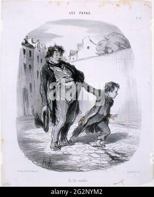 Honoré Victorin Daumier - Les Papas Un Fils Modle Stockfoto