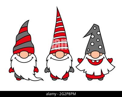 Niedliche Weihnachts-Gnome, Vektor-Illustration. Stock Vektor