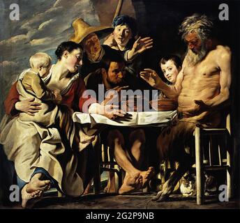 Jacob Jordaens - Satyr mit Bauern 1620 Stockfoto