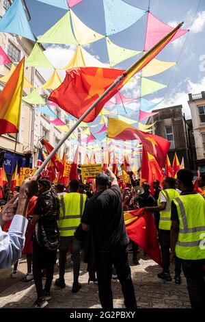 Falmouth Cornwall, Großbritannien. Juni 2021. Demonstration gegen chemische Waffen im Tigray-Krieg mit dem G7-Gipfel in Cornwall verurteilt Äthiopien auch auf das Schärfste den Einsatz chemischer Waffen durch jedermann überall. Quelle: kathleen White/Alamy Live News Stockfoto