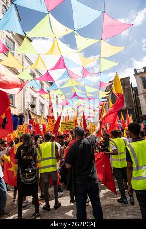 Falmouth Cornwall, Großbritannien. Juni 2021. Demonstration gegen chemische Waffen im Tigray-Krieg mit dem G7-Gipfel in Cornwall verurteilt Äthiopien auch auf das Schärfste den Einsatz chemischer Waffen durch jedermann überall. Quelle: kathleen White/Alamy Live News Stockfoto