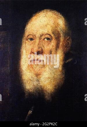 Jacopo Robusti alias Tintoretto - Porträt Jacopo Sansovino 1565 Stockfoto