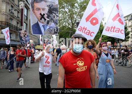 Paris, fast 10,000 Menschen marschierten vom Place de Clichy zum Place of Republique, gegen die extreme Rechte und ihre Ideen Stockfoto