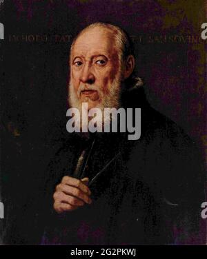 Jacopo Robusti alias Tintoretto - Porträtbildhauer Jacopo Sansovino 1570 Stockfoto